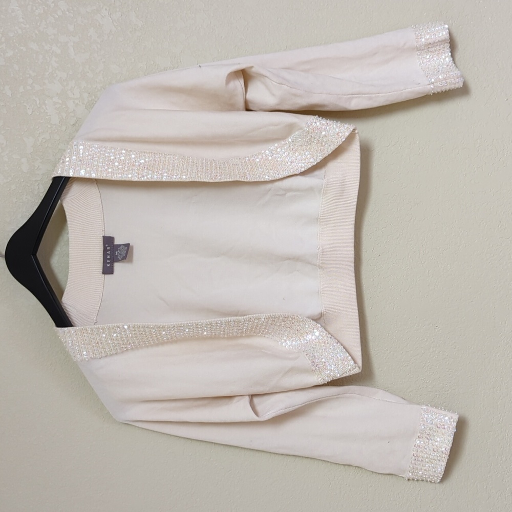 Kenar Women's Shimmer Sequin Cropped Cardigan